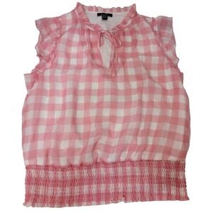 Haver London Pink Gingham Sleeveless‎ Blouse Women's Medium Preppy